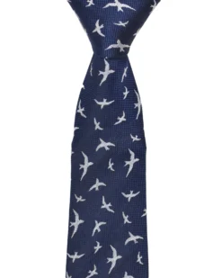Randa Kolby Birds Printed Silk Neck Tie - Navy