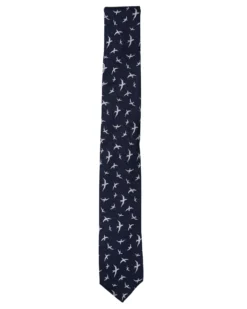 Randa Kolby Birds Printed Silk Neck Tie - Navy