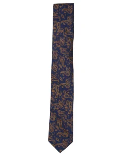Randa Tailored Shop Lexington Paisley Print Silk Neck Tie - Navy/Yellow