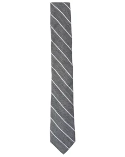 Randa Kalvin Stripe Silk Neck Tie - Silver Tailored Shop