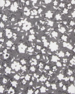 Randa Kenneth Floral Printed Silk Neck Tie - Silver