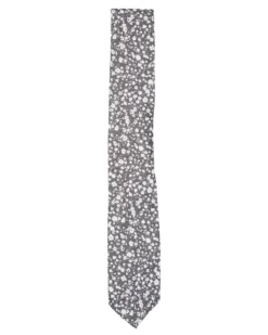 Randa Kenneth Floral Printed Silk Neck Tie - Silver